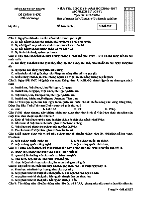 Đề kiểm tra học kì I Lịch sử lớp 12 - Mã đề 827 - Năm học 2016-2017 - Sở GD & ĐT Kiên Giang